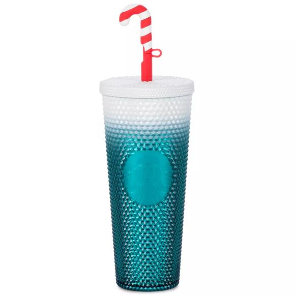 Disney Disneyland Starbucks Limited Edition Holiday Tumbler Candy Cane Straw NWT - Picture 3 of 8